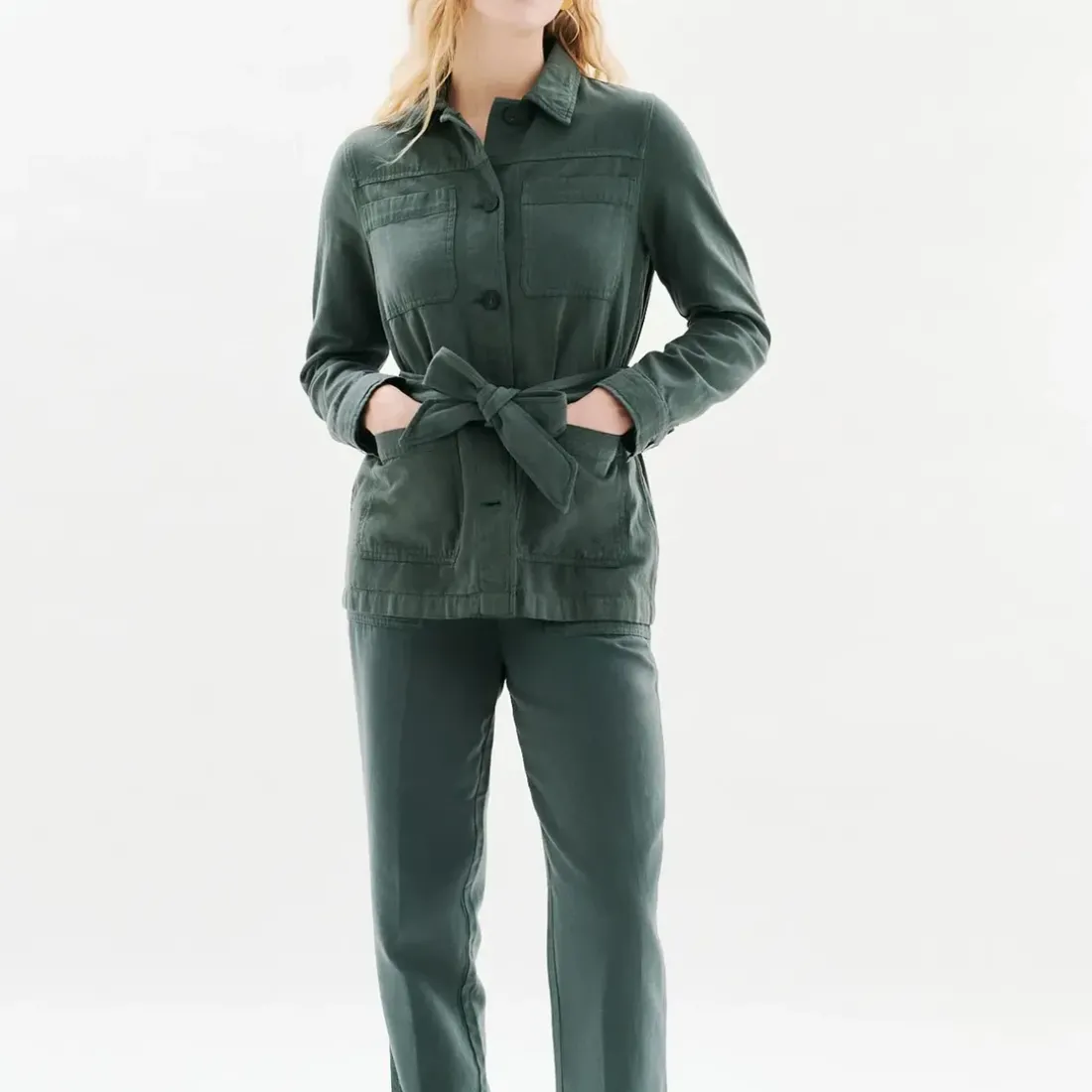 Veste Saharienne en coton kaki
