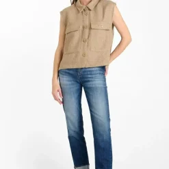 Veste sans manches en tweed ARLEY beige Cleo