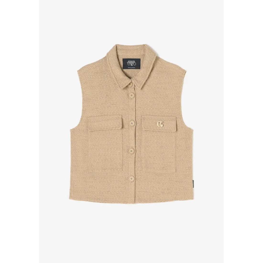 Veste sans manches en tweed ARLEY beige Cleo