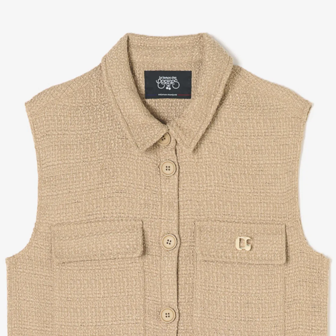 Veste sans manches en tweed ARLEY beige Cleo