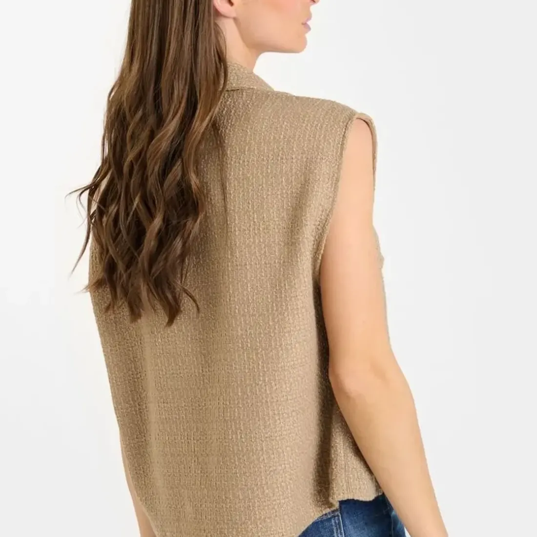 Veste sans manches en tweed ARLEY beige Cleo