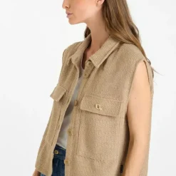 Veste sans manches en tweed ARLEY beige Cleo