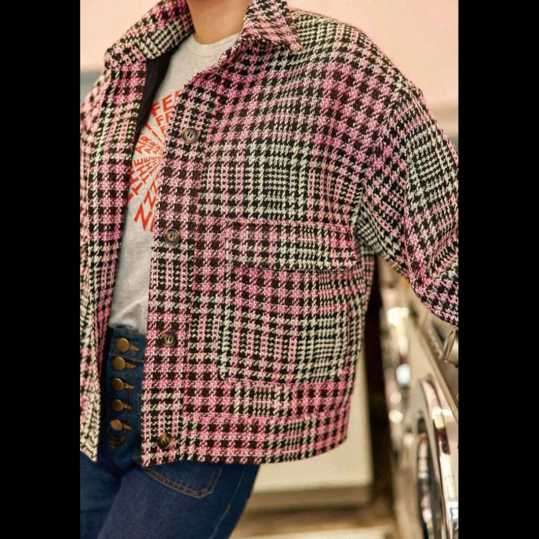 Veste VAL tweed rouge