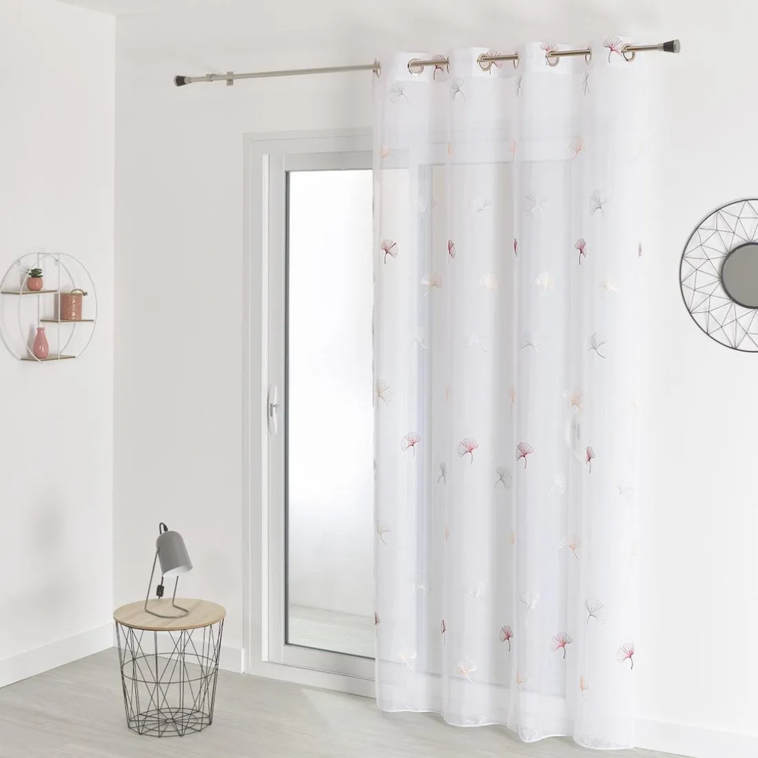 Voile Fantaisie Brodé Terracotta 140X260 cm GINKGO